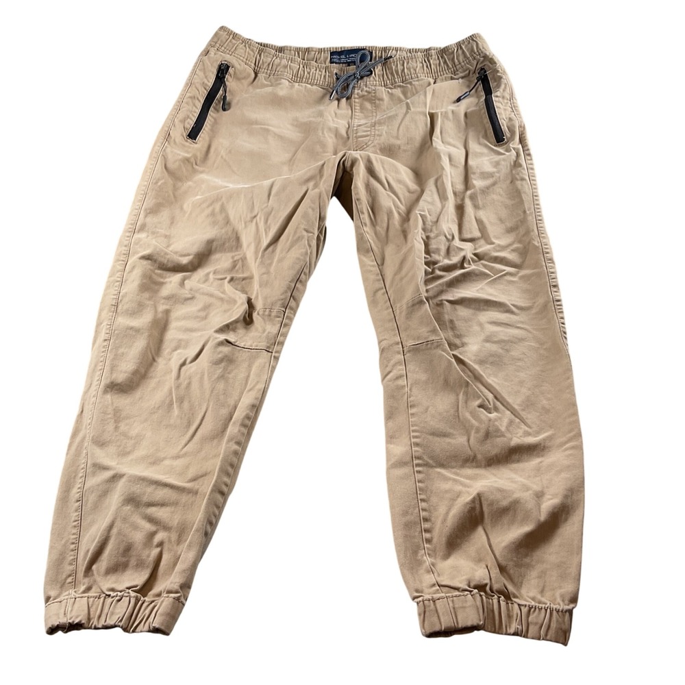 Nickel & Iron‎ Mens XL Tapered Traveler Jogger Pants Khaki Drawstring Casual
